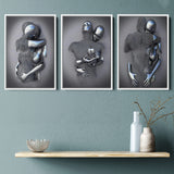 3D Effect Art Emotional Hug Love Prints Wall Art Set of 3 Piece Framed Canvas Prints Wall Art Decor