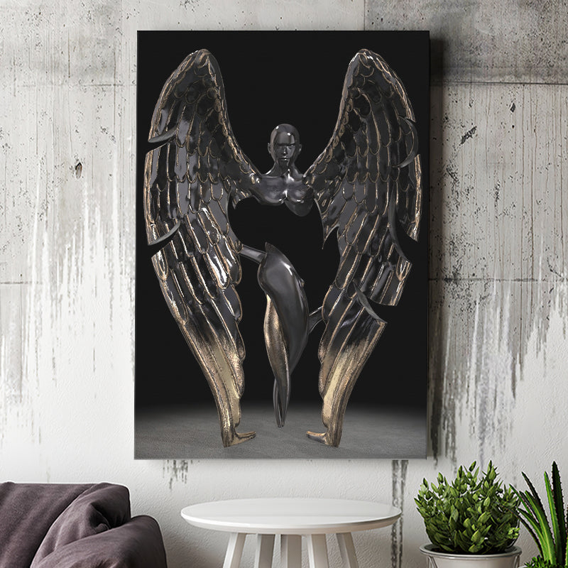 3D Effect Art Fallen Angel Iron Mesh V1 Canvas Prints Wall Art - Painting Canvas, Home Wall Decor, Painting Prints, For Sale