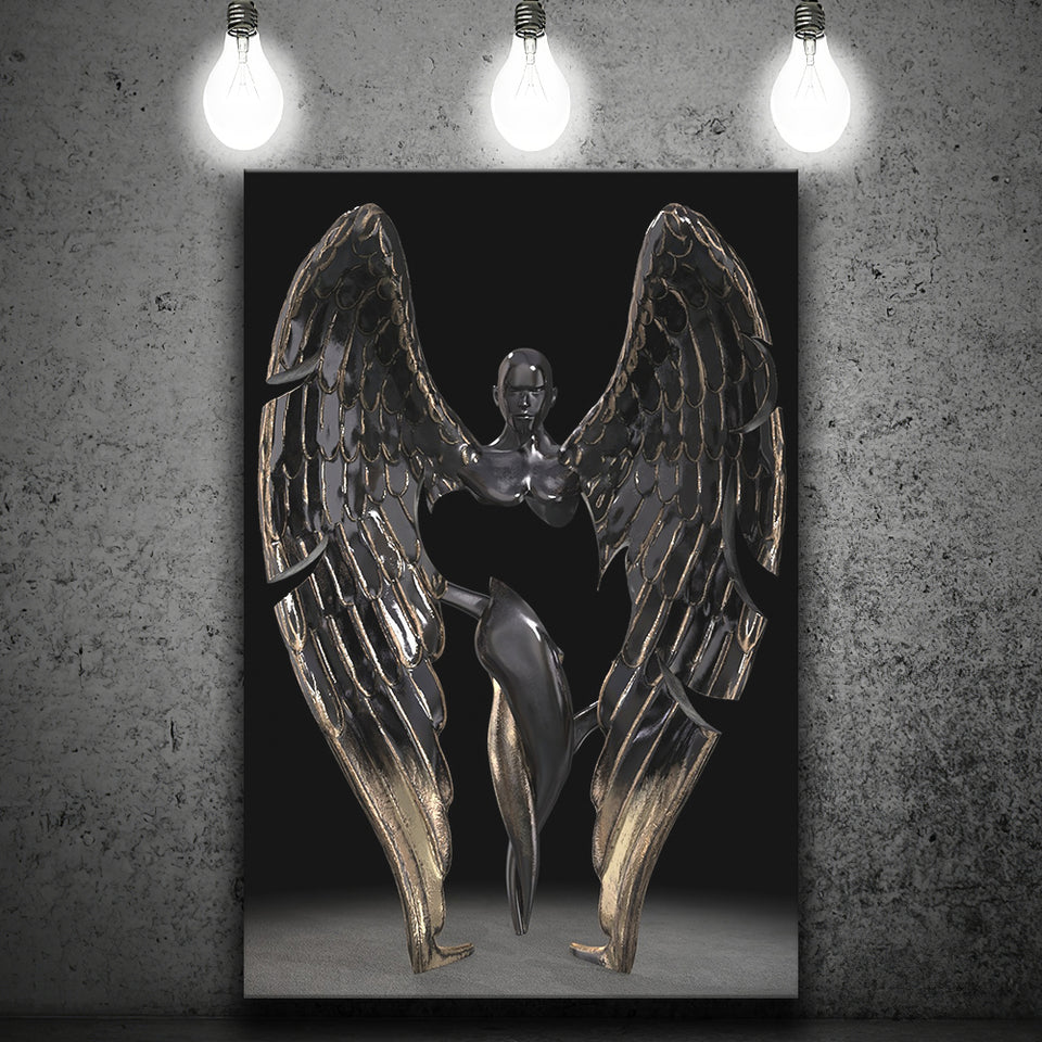 3D Effect Art Fallen Angel Iron Mesh V1 Canvas Prints Wall Art - Painting Canvas, Home Wall Decor, Painting Prints, For Sale