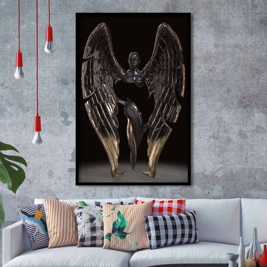 3D Effect Art Fallen Angel Iron Mesh V1 Framed Art Prints Wall Decor - Painting Prints, Wall Art, Framed Picture, For Sale