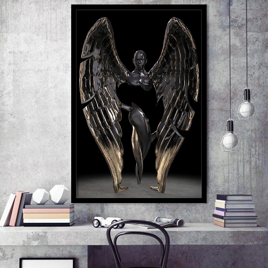 3D Effect Art Fallen Angel Iron Mesh V1 Framed Art Prints Wall Decor - Painting Prints, Wall Art, Framed Picture, For Sale