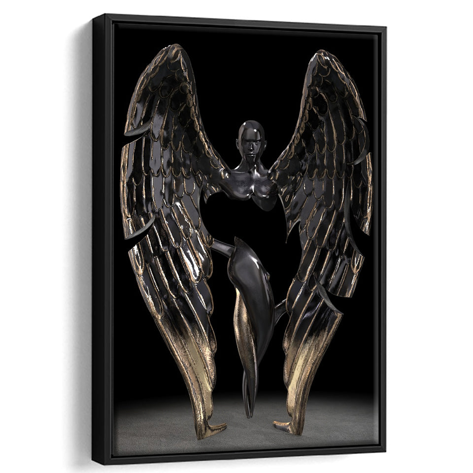 3D Effect Art Fallen Angel Iron Mesh V1 Framed Canvas Prints Wall Art - Painting Canvas, Floating Frame, Painting Prints, For Sale