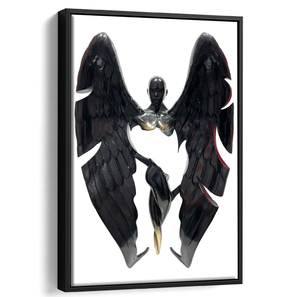3D Effect Art Fallen Angel Iron Mesh V3 Framed Canvas Prints Wall Art - Painting Canvas, Floating Frame, Painting Prints, For Sale