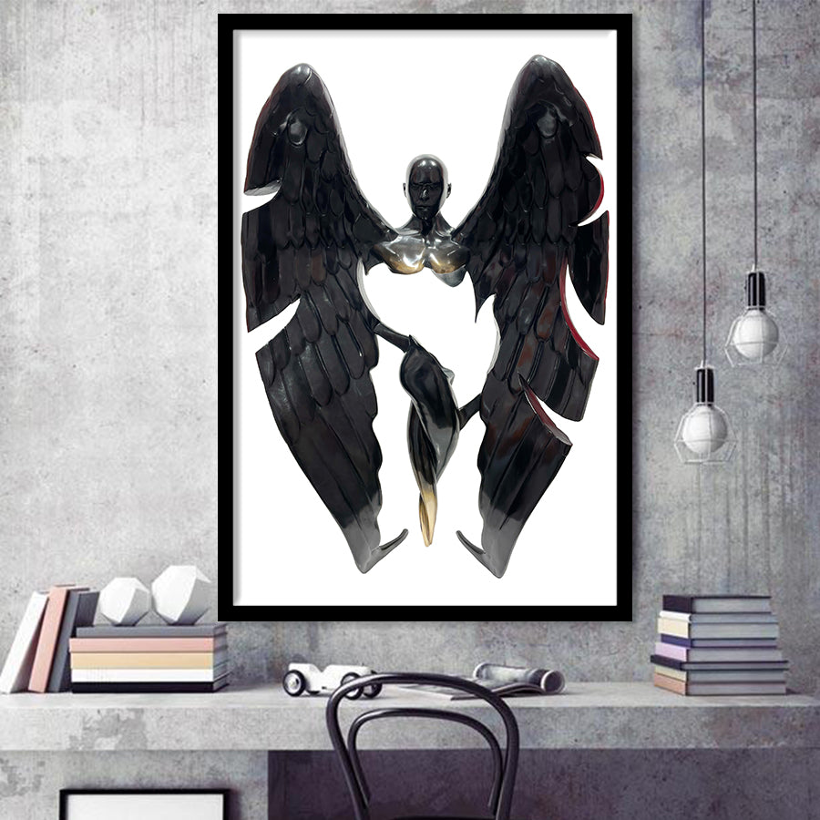 3D Effect Art Fallen Angel Iron Mesh V3 Framed Art Prints Wall Decor - Painting Prints, Wall Art, Framed Picture, For Sale
