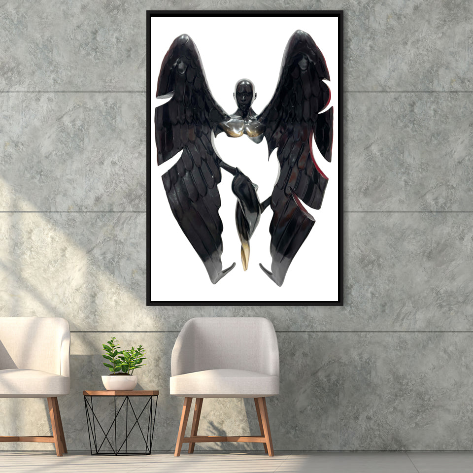 3D Effect Art Fallen Angel Iron Mesh V3 Framed Canvas Prints Wall Art - Painting Canvas, Floating Frame, Painting Prints, For Sale