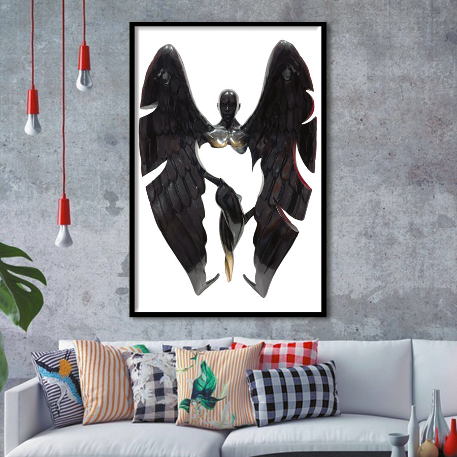 3D Effect Art Fallen Angel Iron Mesh V3 Framed Art Prints Wall Decor - Painting Prints, Wall Art, Framed Picture, For Sale