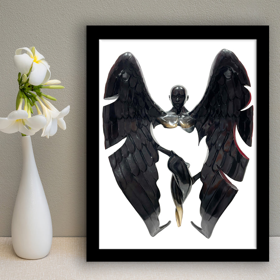 3D Effect Art Fallen Angel Iron Mesh V3 Framed Art Prints Wall Decor - Painting Prints, Wall Art, Framed Picture, For Sale