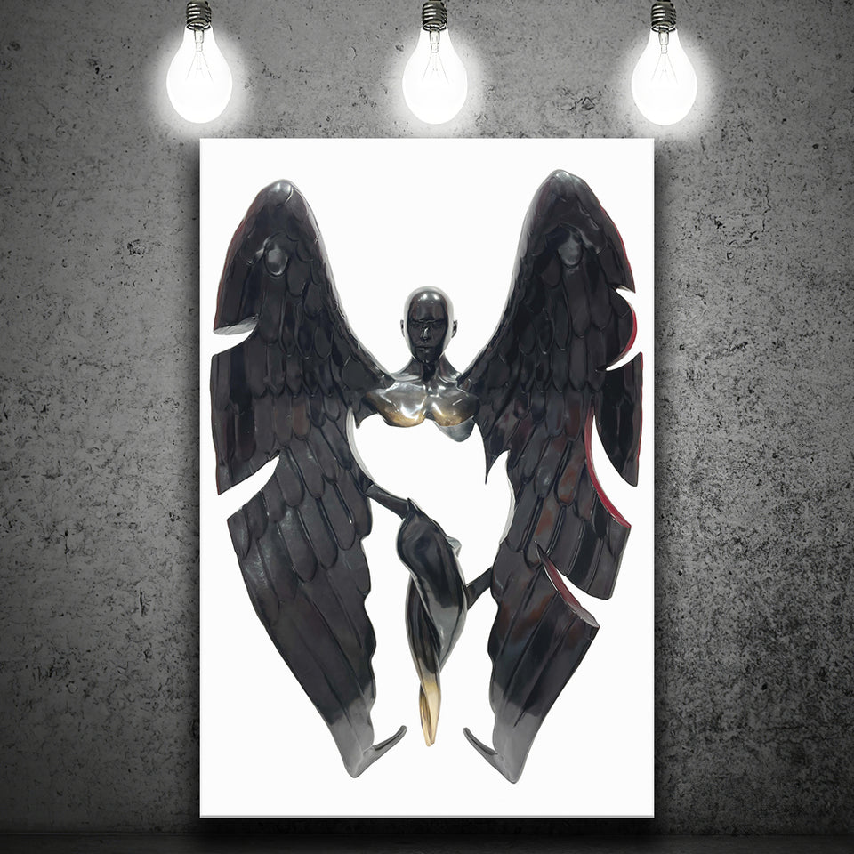 3D Effect Art Fallen Angel Iron Mesh V3 Canvas Prints Wall Art - Painting Canvas, Home Wall Decor, Painting Prints, For Sale