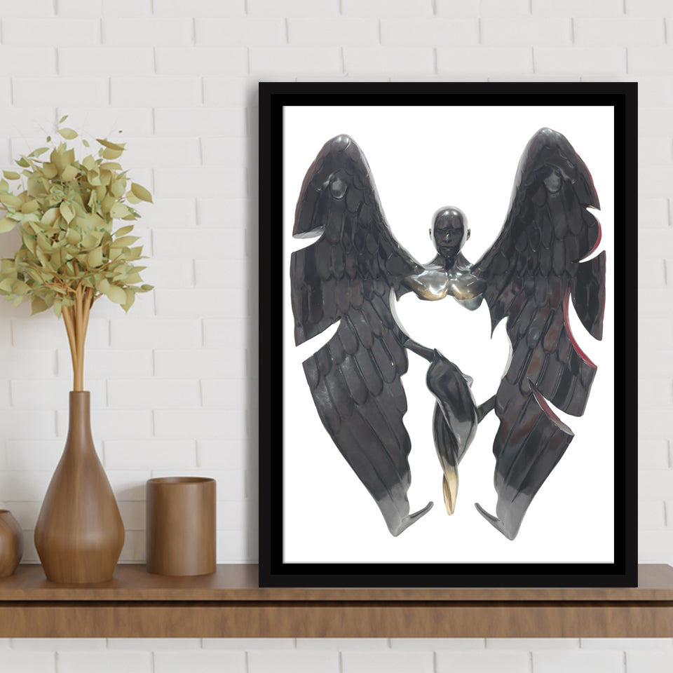 3D Effect Art Fallen Angel Iron Mesh V3 Framed Canvas Prints Wall Art - Painting Canvas, Floating Frame, Painting Prints, For Sale