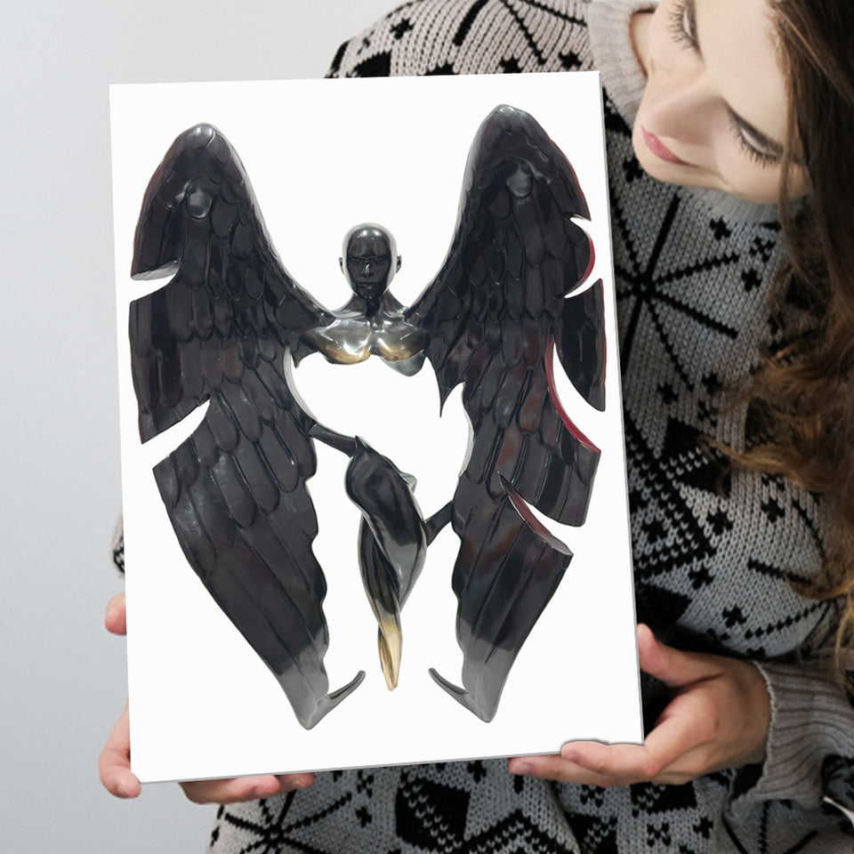 3D Effect Art Fallen Angel Iron Mesh V3 Canvas Prints Wall Art - Painting Canvas, Home Wall Decor, Painting Prints, For Sale