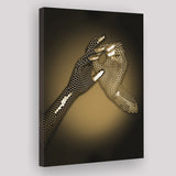 3D Effect Art Hand in Hand Gold Canvas Prints Wall Art - Painting Canvas, Wall Decor, Home Decor, Prints for Sale