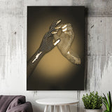 3D Effect Art Hand in Hand Gold Canvas Prints Wall Art - Painting Canvas, Wall Decor, Home Decor, Prints for Sale