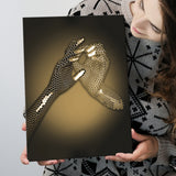 3D Effect Art Hand in Hand Gold Canvas Prints Wall Art - Painting Canvas, Wall Decor, Home Decor, Prints for Sale