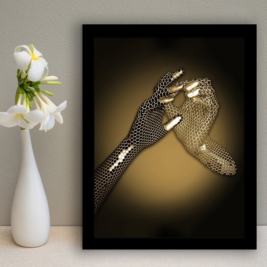 3D Effect Art Hand in Hand Gold Framed Art Prints Wall Decor - Painting Prints, Wall Art, Home Decor, Prints for Sale