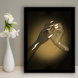 3D Effect Art Hand in Hand Gold Framed Art Prints Wall Decor - Painting Prints, Wall Art, Home Decor, Prints for Sale
