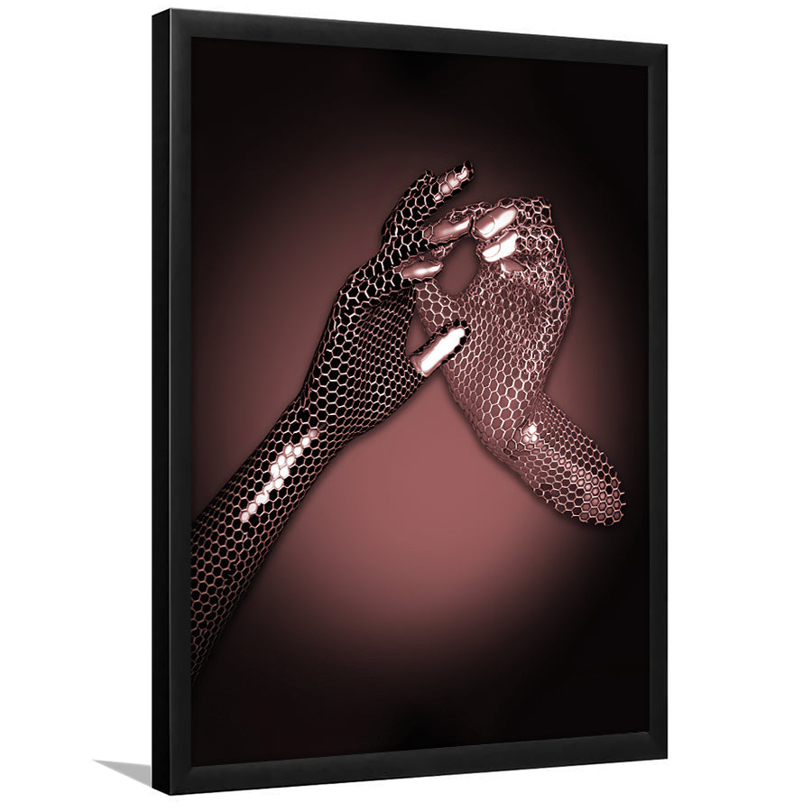 3D Effect Art Hand in Hand Pink Gold Color Framed Art Prints Wall Decor - Painting Prints, Wall Art, Home Decor, Prints for Sale
