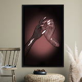 3D Effect Art Hand in Hand Pink Gold Color Framed Canvas Prints Wall Art - Painting Canvas, Wall Decor, Framed Art, Prints for Sale