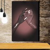 3D Effect Art Hand in Hand Pink Gold Color Canvas Prints Wall Art - Painting Canvas, Wall Decor, Home Decor, Prints for Sale