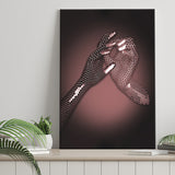 3D Effect Art Hand in Hand Pink Gold Color Canvas Prints Wall Art - Painting Canvas, Wall Decor, Home Decor, Prints for Sale