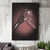 3D Effect Art Hand in Hand Pink Gold Color Canvas Prints Wall Art - Painting Canvas, Wall Decor, Home Decor, Prints for Sale