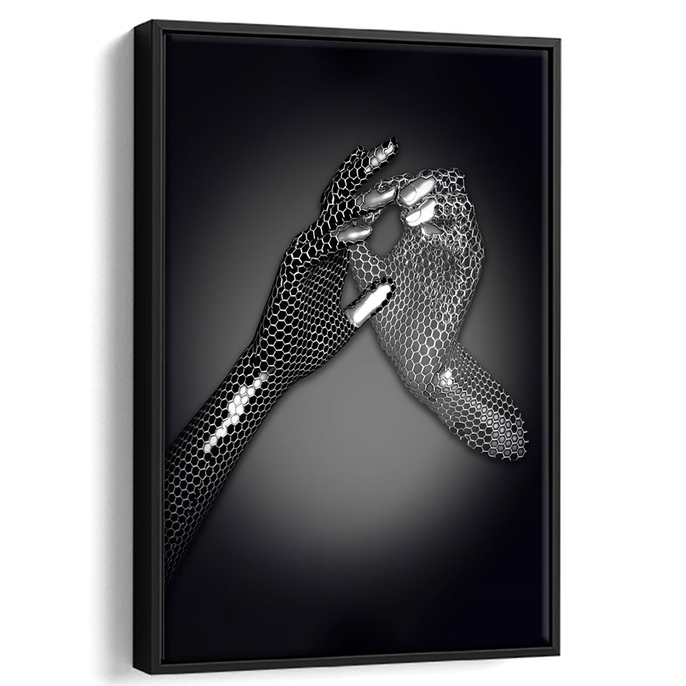 3D Effect Art Hand in Hand Framed Canvas Prints Wall Art - Painting Canvas, Wall Decor, Framed Art, Prints for Sale
