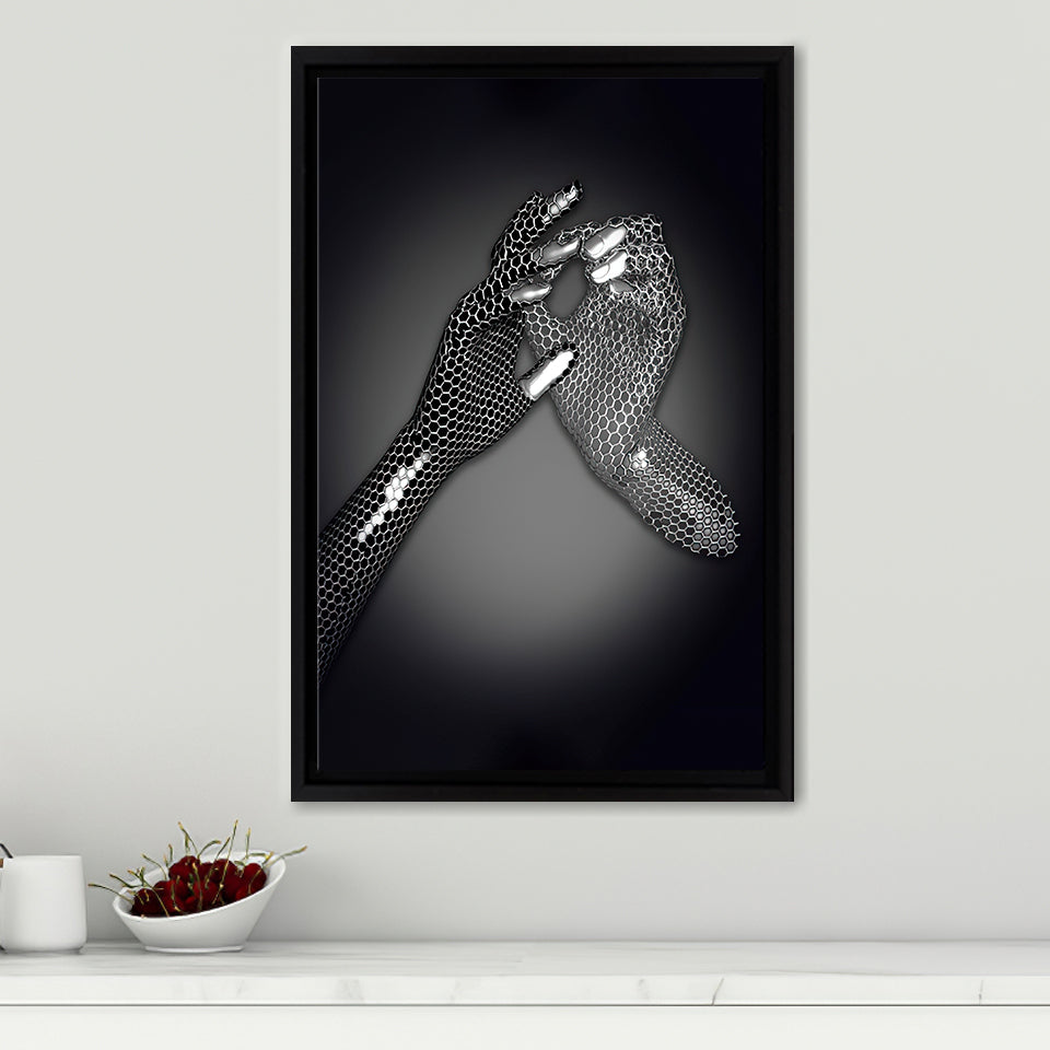 3D Effect Art Hand in Hand Framed Canvas Prints Wall Art - Painting Canvas, Wall Decor, Framed Art, Prints for Sale