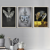 3D Effect Art Hides Pain And Melting,Unconventional Queen,Woman With Gold Hair Set of 3 Piece Framed Canvas Prints Wall Art