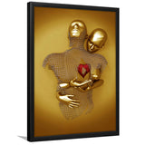 3D Effect Art Hug Love Red Moon Heart Gold Color V2 Framed Art Prints Wall Decor - Painting Art, Home Decor,Wall Art, Framed Picture