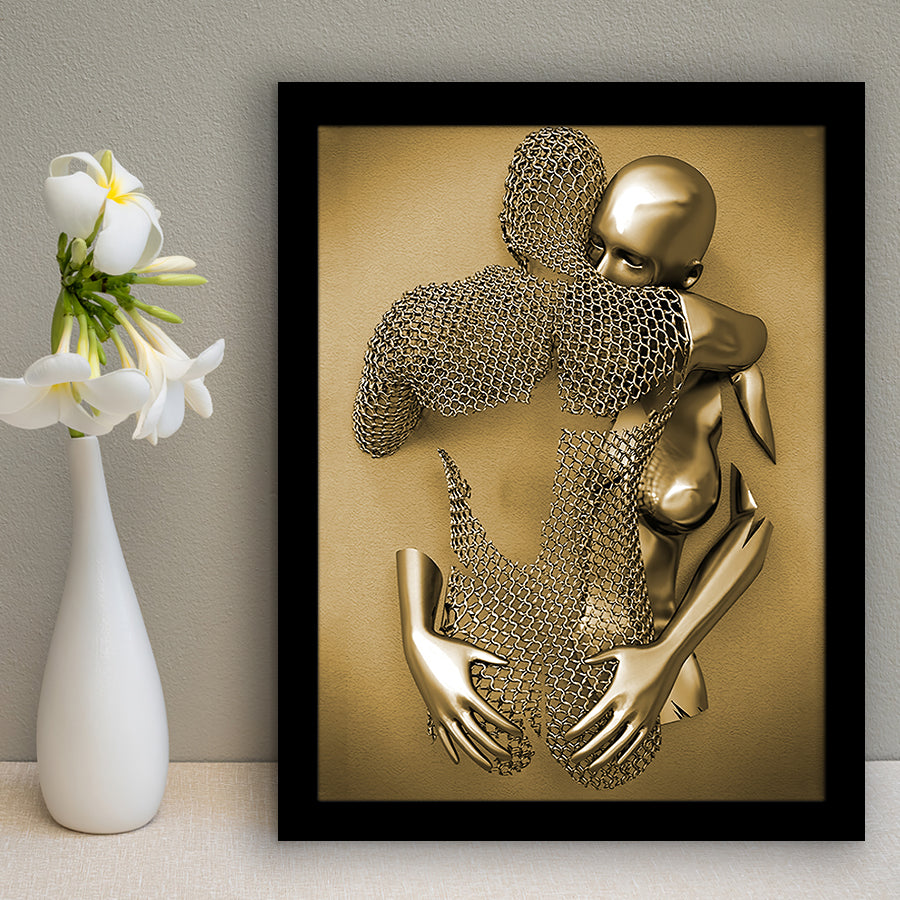 3D Effect Art Hug love Gold Framed Art Prints Wall Decor - Painting Prints, Wall Art, Home Decor, Prints for Sale