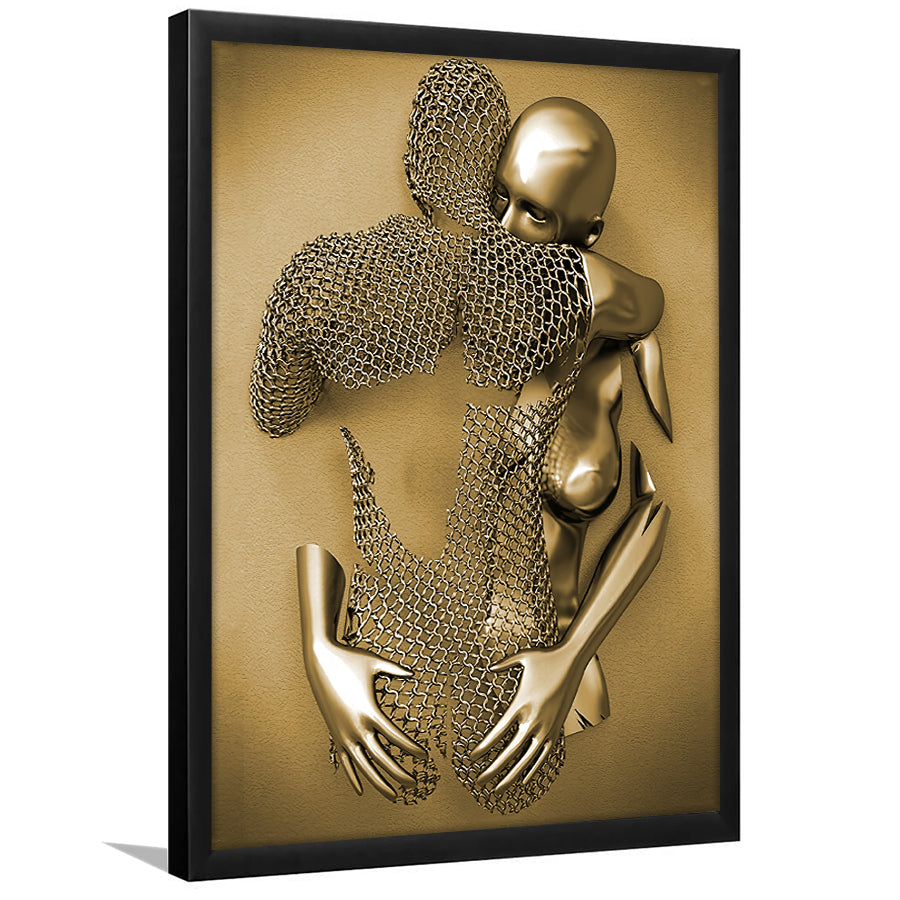 3D Effect Art Hug love Gold Framed Art Prints Wall Decor - Painting Prints, Wall Art, Home Decor, Prints for Sale