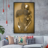 3D Effect Art Hug love Gold Framed Art Prints Wall Decor - Painting Prints, Wall Art, Home Decor, Prints for Sale
