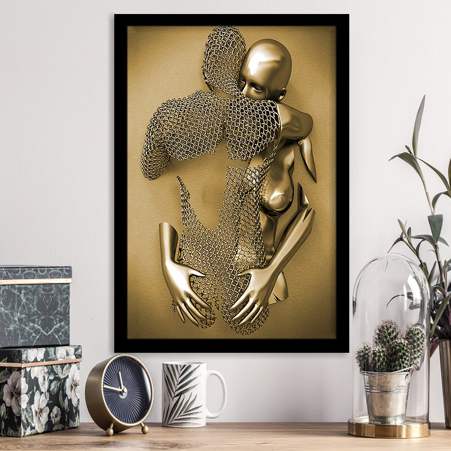 3D Effect Art Hug love Gold Framed Art Prints Wall Decor - Painting Prints, Wall Art, Home Decor, Prints for Sale