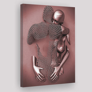 3D Effect Art Hug love Pink Gold Canvas Prints Wall Art - Painting Canvas, Wall Decor, Home Decor, Prints for Sale