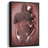 3D Effect Art Hug love Pink Gold Framed Canvas Prints Wall Art - Painting Canvas, Wall Decor, Framed Art, Prints for Sale