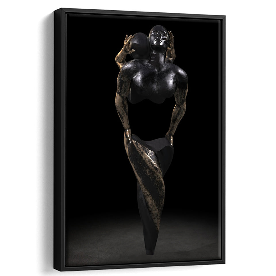 3D Effect Art Hugging Cuddling Couples 3 Framed Canvas Prints Wall Art - Painting Canvas, Floating Frame, Painting Prints, For Sale