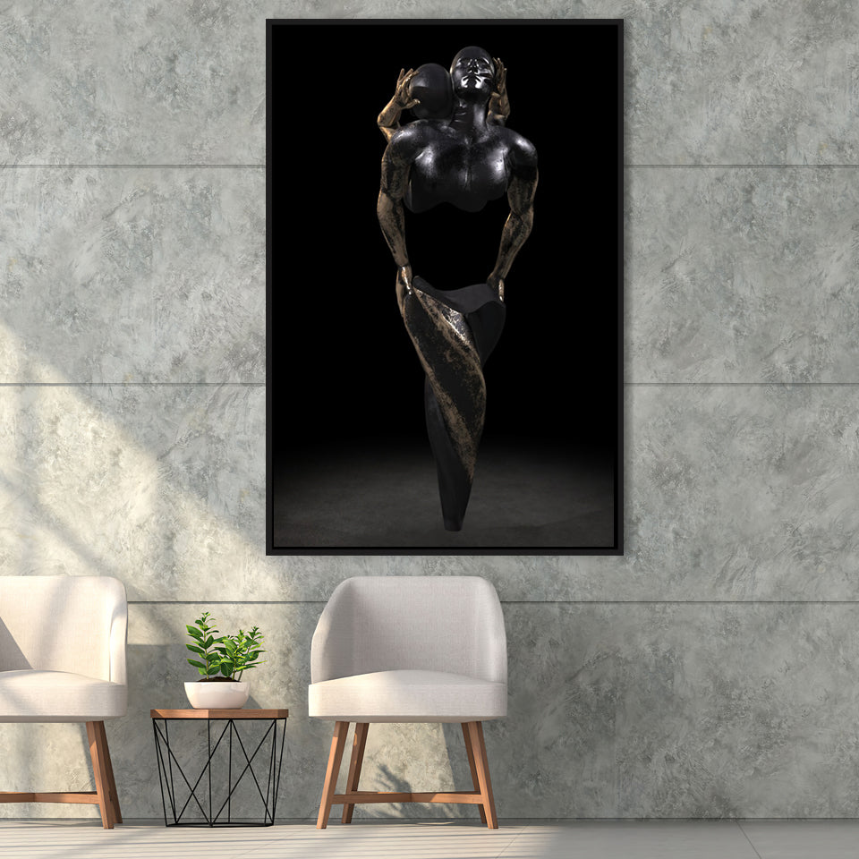 3D Effect Art Hugging Cuddling Couples 3 Framed Canvas Prints Wall Art - Painting Canvas, Floating Frame, Painting Prints, For Sale