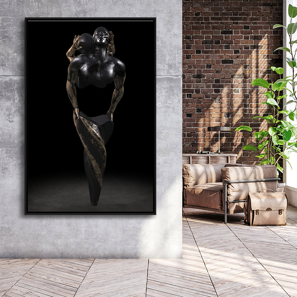 3D Effect Art Hugging Cuddling Couples 3 Framed Canvas Prints Wall Art - Painting Canvas, Floating Frame, Painting Prints, For Sale