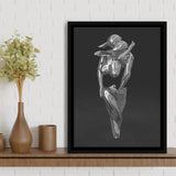 3D Effect Art Hugging Cuddling Couples V1 Framed Canvas Prints Wall Art - Painting Canvas, Floating Frame, Painting Prints, For Sale