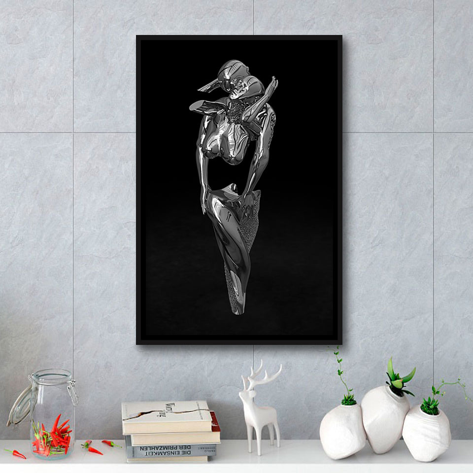 3D Effect Art Hugging Cuddling Couples V1 Framed Canvas Prints Wall Art - Painting Canvas, Floating Frame, Painting Prints, For Sale