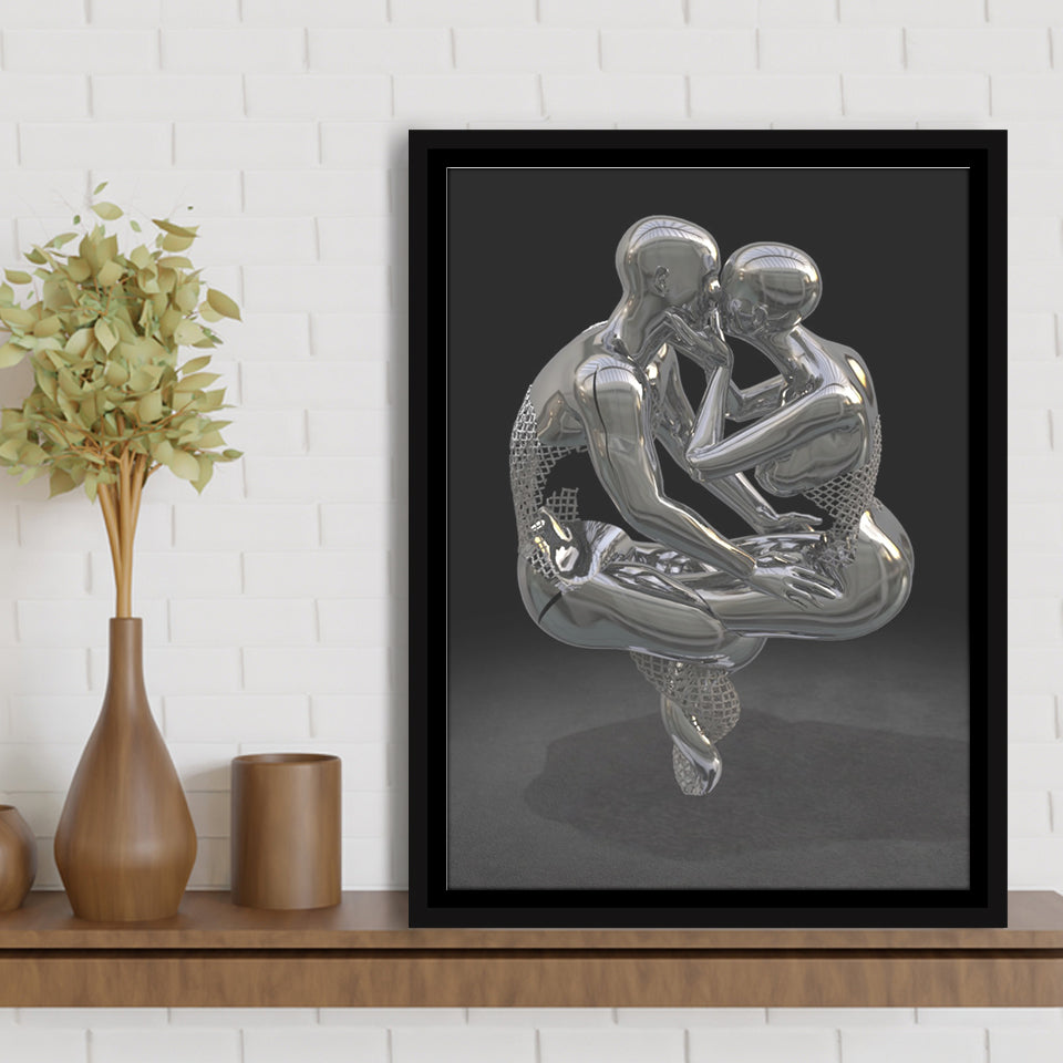 3D Effect Art Infinite Kiss Love 3 Framed Canvas Prints Wall Art - Painting Canvas, Floating Frame, Painting Prints, For Sale