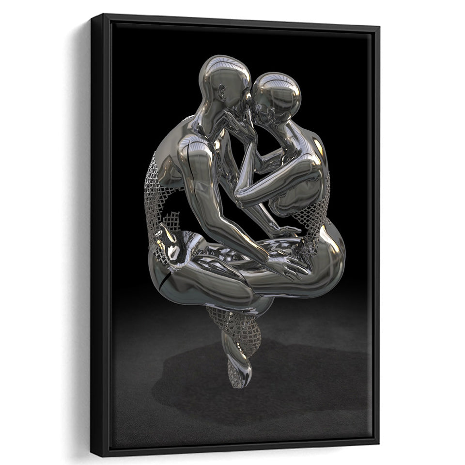 3D Effect Art Infinite Kiss Love 3 Framed Canvas Prints Wall Art - Painting Canvas, Floating Frame, Painting Prints, For Sale