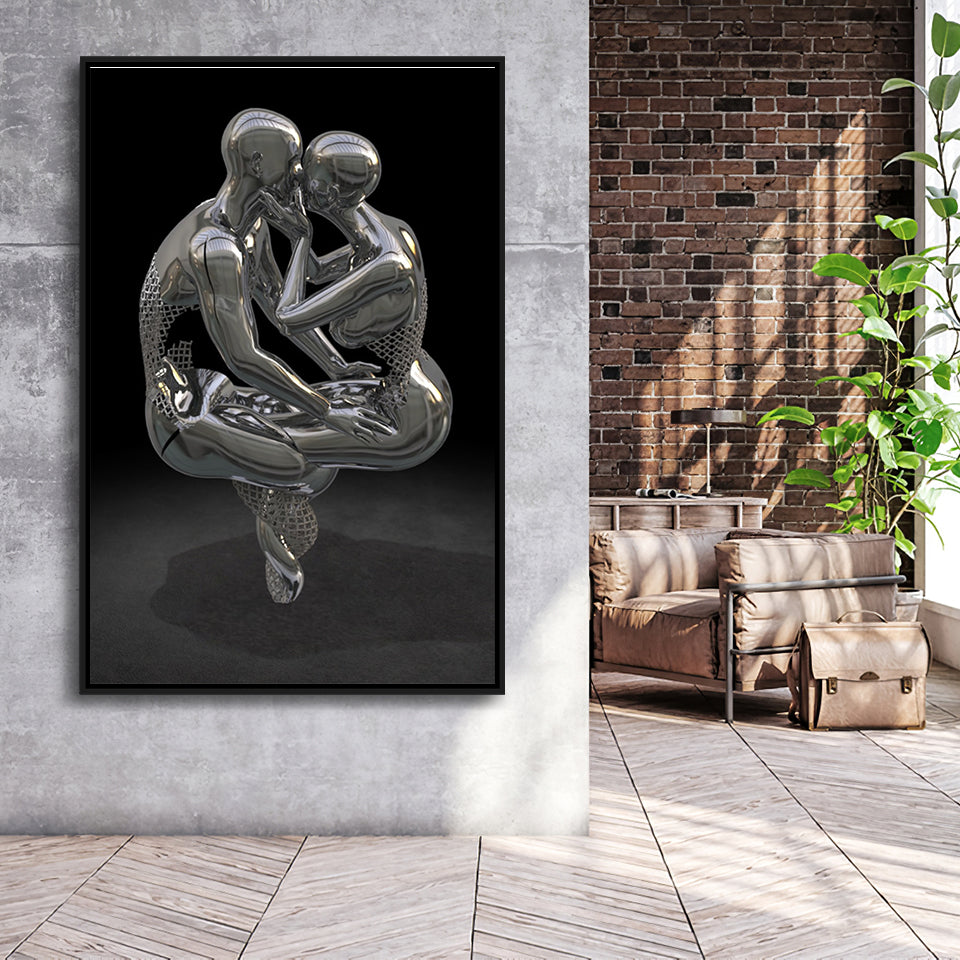 3D Effect Art Infinite Kiss Love 3 Framed Canvas Prints Wall Art - Painting Canvas, Floating Frame, Painting Prints, For Sale
