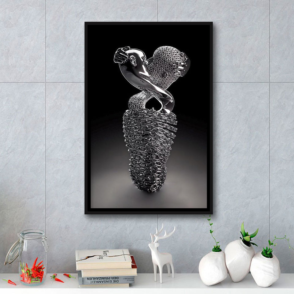 3D Effect Art Infinite Kiss Love V1 Framed Canvas Prints Wall Art - Painting Canvas, Floating Frame, Painting Prints, For Sale