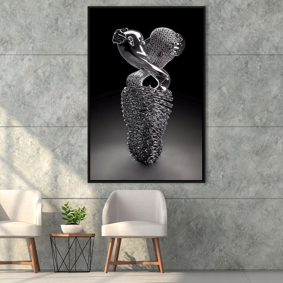 3D Effect Art Infinite Kiss Love V1 Framed Canvas Prints Wall Art - Painting Canvas, Floating Frame, Painting Prints, For Sale