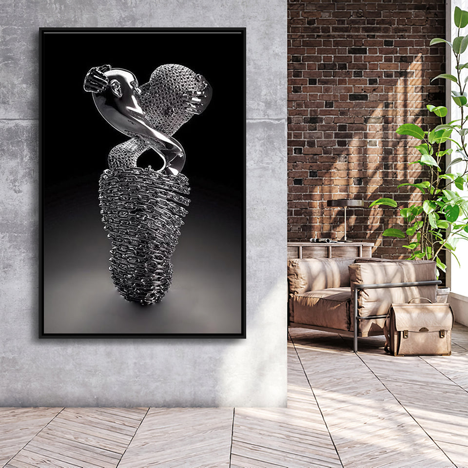 3D Effect Art Infinite Kiss Love V1 Framed Canvas Prints Wall Art - Painting Canvas, Floating Frame, Painting Prints, For Sale