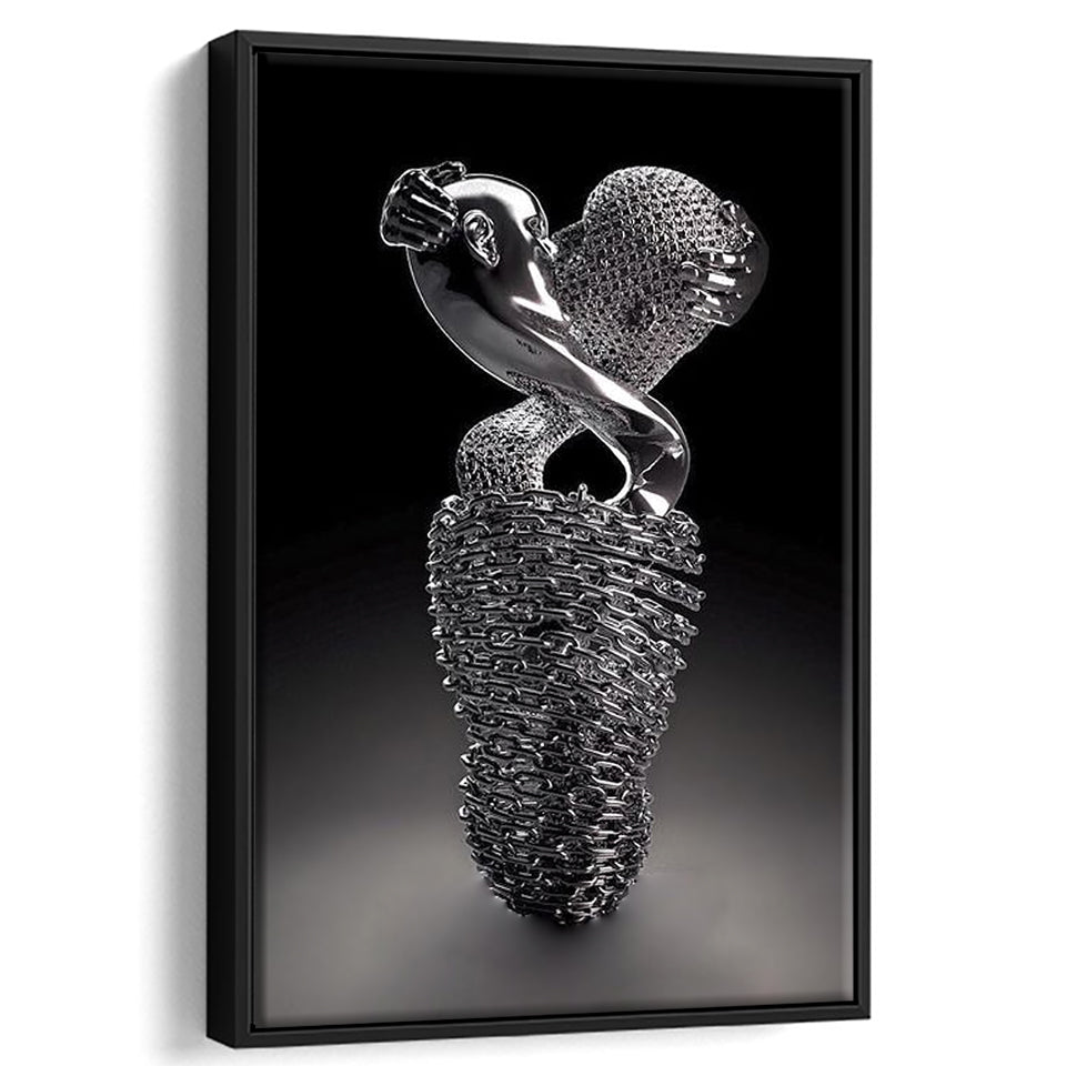 3D Effect Art Infinite Kiss Love V1 Framed Canvas Prints Wall Art - Painting Canvas, Floating Frame, Painting Prints, For Sale
