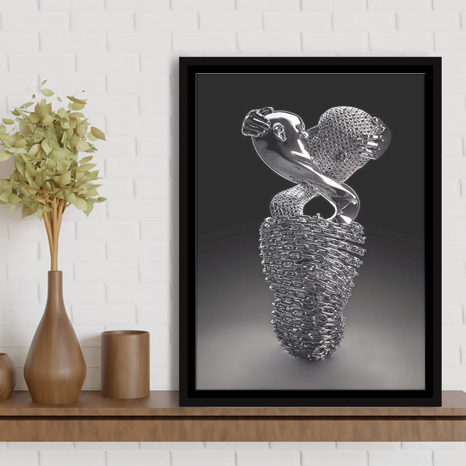 3D Effect Art Infinite Kiss Love V1 Framed Canvas Prints Wall Art - Painting Canvas, Floating Frame, Painting Prints, For Sale