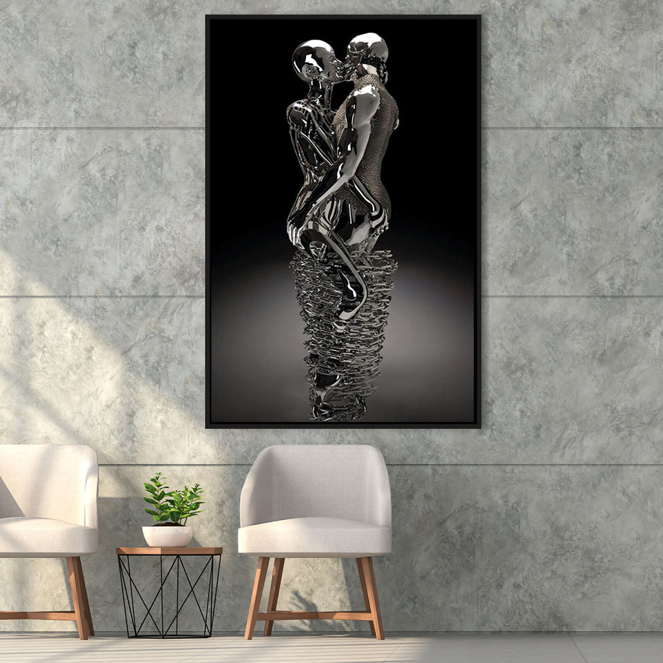 3D Effect Art Infinite Kiss Love V2 Framed Canvas Prints Wall Art - Painting Canvas, Floating Frame, Painting Prints, For Sale