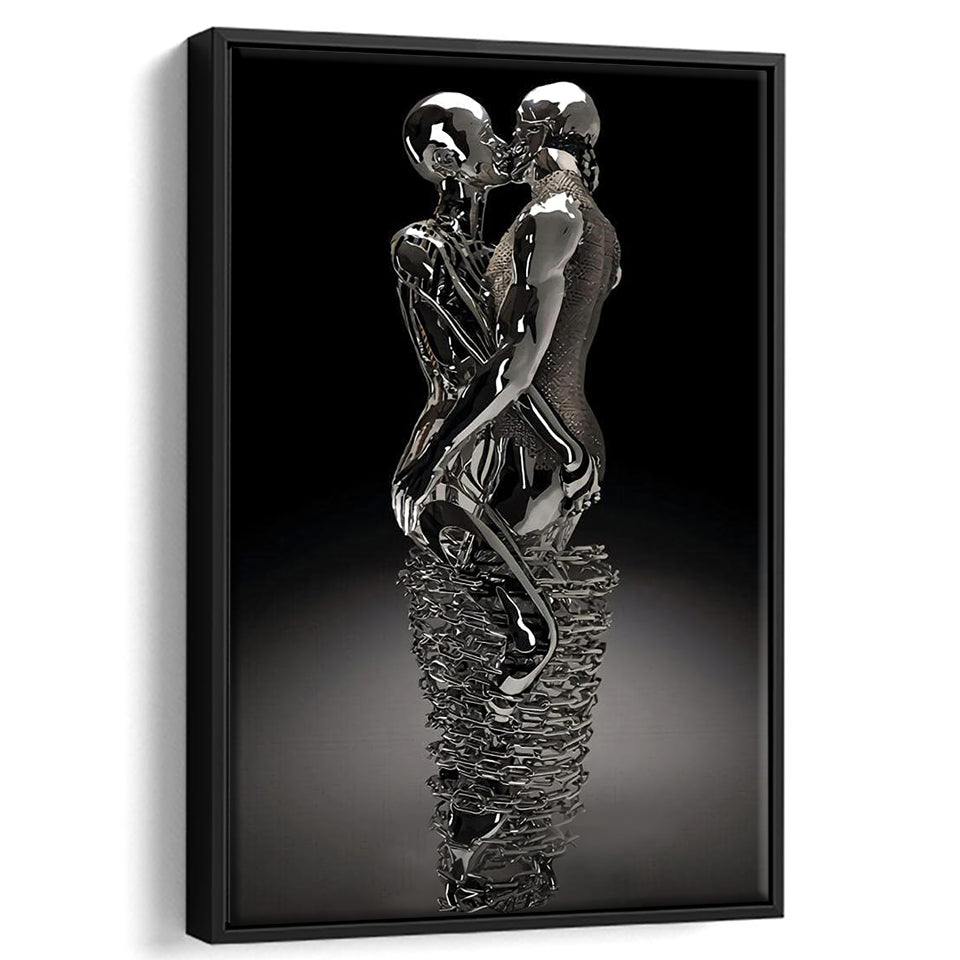 3D Effect Art Infinite Kiss Love V2 Framed Canvas Prints Wall Art - Painting Canvas, Floating Frame, Painting Prints, For Sale