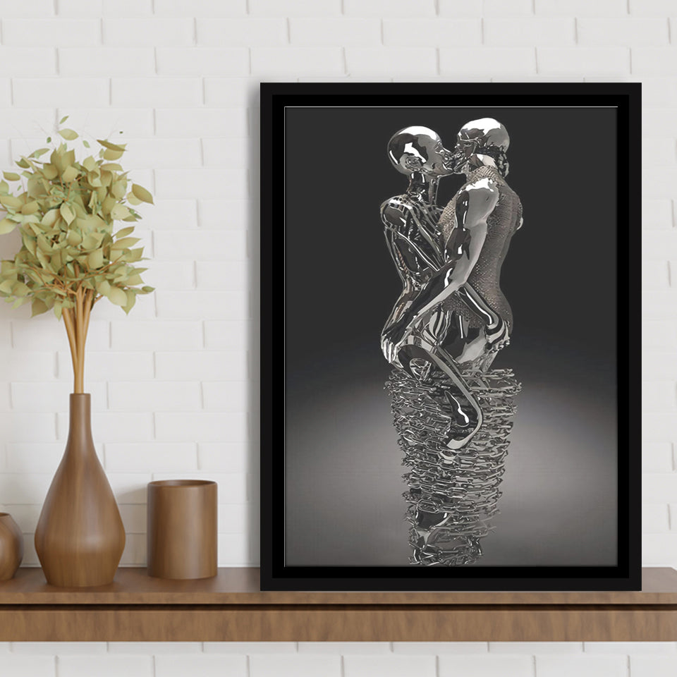 3D Effect Art Infinite Kiss Love V2 Framed Canvas Prints Wall Art - Painting Canvas, Floating Frame, Painting Prints, For Sale